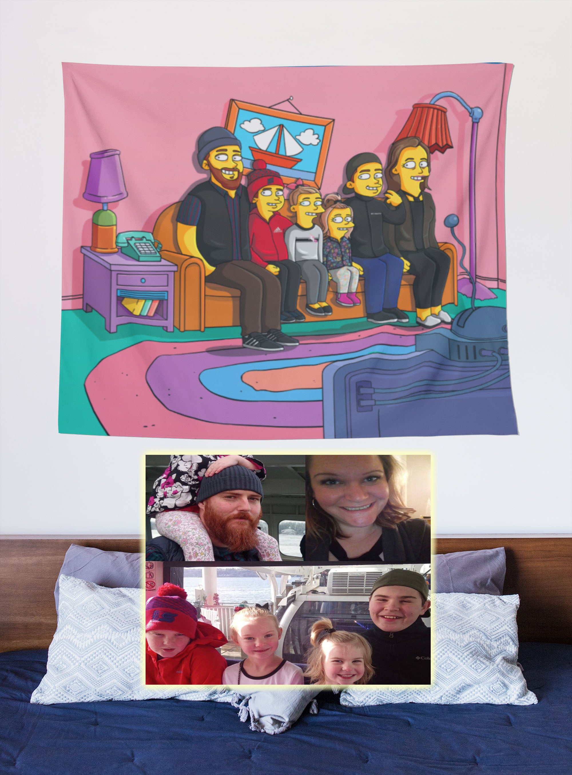 Tapestry - Custom Cartoon Family Portrait